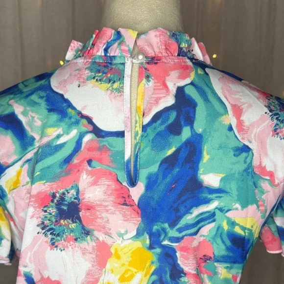 BiBi Multicolor Floral Ruffle Top - Picture 5 of 7
